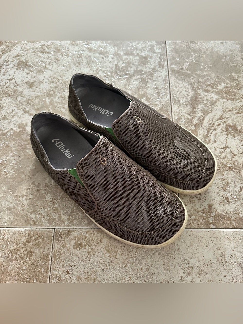 OluKai Men's Nohea Mesh Slip-On Loafers with Cream Sole